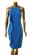 NEW LAUREN RALPH LAUREN Women's Beaded-shoulder Ruffled Sheath Dress Retail $180