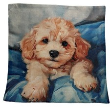 Golden Retriever Doodle Puppy Portrait Painting Throw Pillow Cover Home Decor