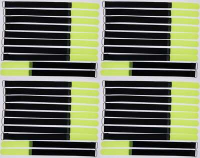 40 Cable Ties Cable Hook and Loop 30cm x 20mm Neon Yellow Hook and Loop Cable Ties Eyelet