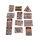 iron on sew on patches 12 Peice Set Funny Warning Sign EMBROIDERY Patch Biker 