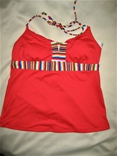 Red Mossimo Tankini Swimsuit Top, Medium; Removable Pads