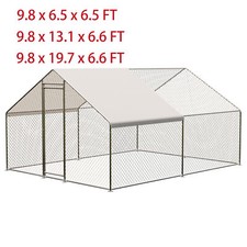 Large Metal Chicken Coop Walk in Poultry Cage Chicken Cages w/ Cover for Outdoor