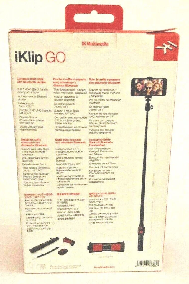 IK Multimedia iKlip Go Selfie Stick With Bluetooth Remote UPC 8025813737037 - Image 2 of 4