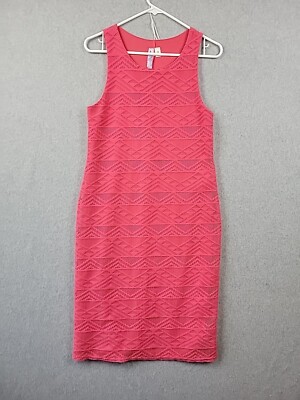 Francesca's Alya Pink Lace Geometric Sleeveless Bodycon Lined Dress Women's M