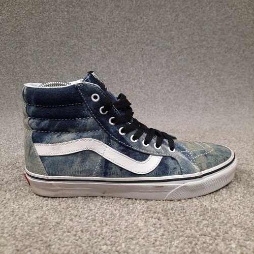 Vans Sk8 Hi Denim Shoes Sneakers Blue White Size Men 7.5 Women 9 High Top Skate - Picture 2 of 11