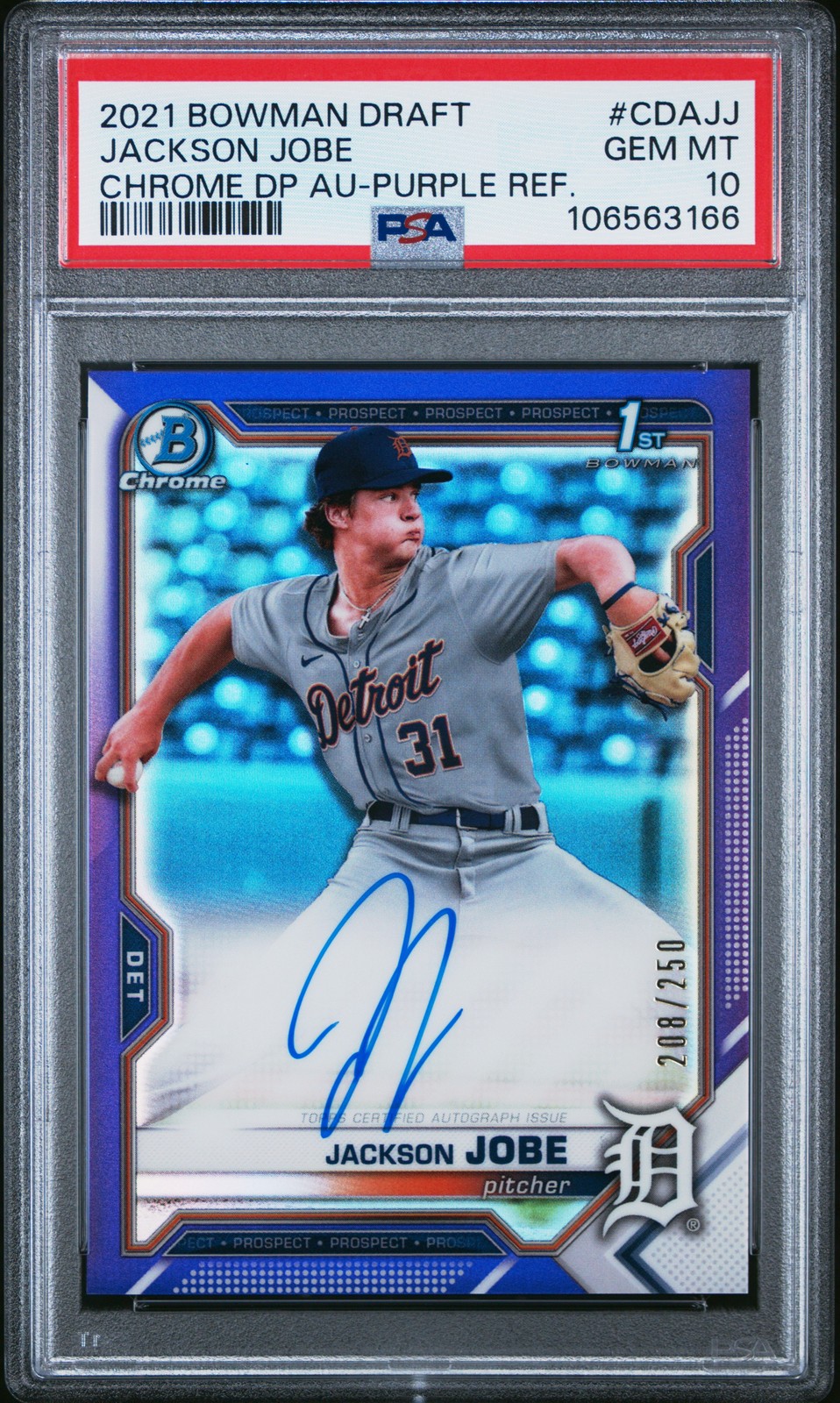 2021 BOWMAN DRAFT CHROME DP AUTOS #CDAJJ JACKSON JOBE 208/250 PSA 10 AUTO