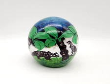 SIGNED ZELLIQUE STUDIO JOSEPH MOREL 1993 DINASAUR ART GLASS PAPERWEIGHT EX.COND.