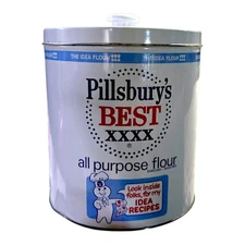 Vintage Doughboy J.L. Clark Pillsbury's Best Metal Flour Tin XXXX Canister 8"