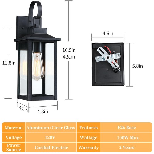 Grande Luce Portico Anteriore da Esterno per Casa, 16,5" Impermeabile Moderna da Esterno Wa... - Foto 2 di 8