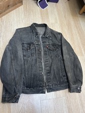 vintage black levis jacket made in usa sz S/M 70's tag, distressed RARE 80's