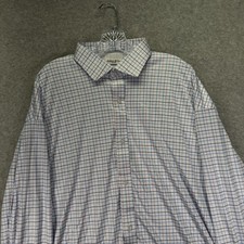 Collars  Co Dress Collar Polo Shirt Mens 2XL Blue Check Performance Stretch