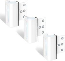 3Pack Door Reinforcement Lock Withstands 800lbs of Force - White Extra Door L...