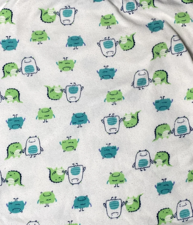 Simple Joys Carters Baby Blanket Green Monster Alien Terry Knit Receiving Towel - Image 4 of 4