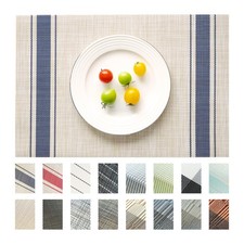 Placemats Set of 4 Vinyl/Plastic Woven Place Mats for Kitchen Table Indoor/Ou...
