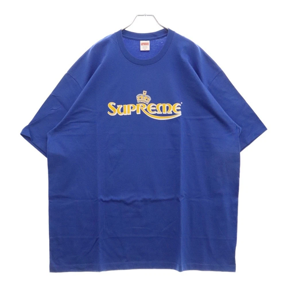 T shirt manches courtes col rond logo couronne avant SUPREME 23ss Crown TEE bleu