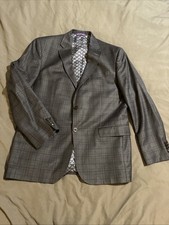 Ted Baker Endurance Jay SPJ 100 Wool Jacket Blazer Mens 42R Plaid Brown Blue