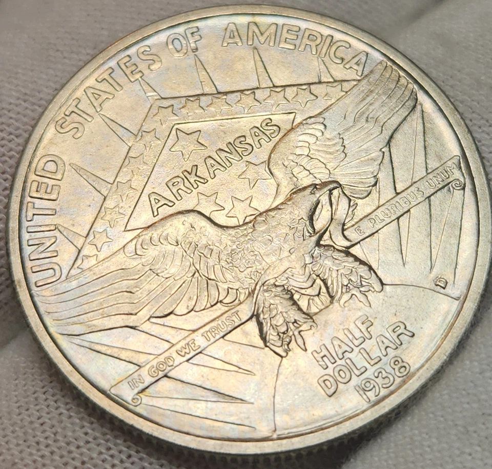 1938-D Arkansas Commemorative Half Dollar, Low Mintage Of 3,155, Unc BU, CH~ARK1 - Image 4 of 4