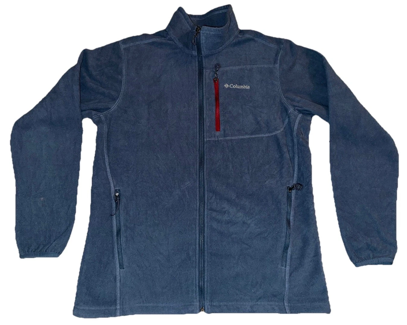 Columbia Men’s Medium M Full Zip Fleece Jacket Blue Zip Pockets EUC