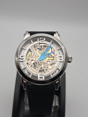 Stuhrling ORIGINAL ST-90089 Skeleton Automatic Men's Watch Silver Tone 