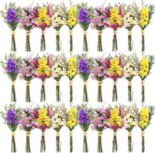 30 Pcs Mini Dried Floral Bouquets with Stem for Vase, Wedding, DIY Decor
