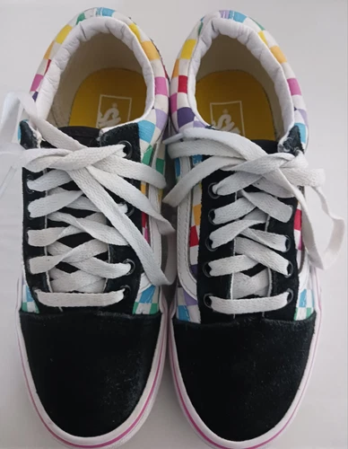 Sneakers da skate Vans bambino fuori parete multicolore a quadri stringate casual