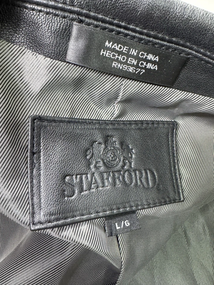 Stafford Genuine Leather Blazer Mens Large Black Jacket Lambskin NWT - Image 4 of 4