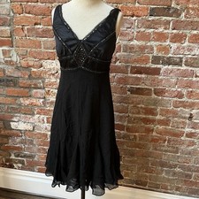 Nine West 100% Silk Cocktail Dress Beaded Embellished Holiday Women’s Sz 4