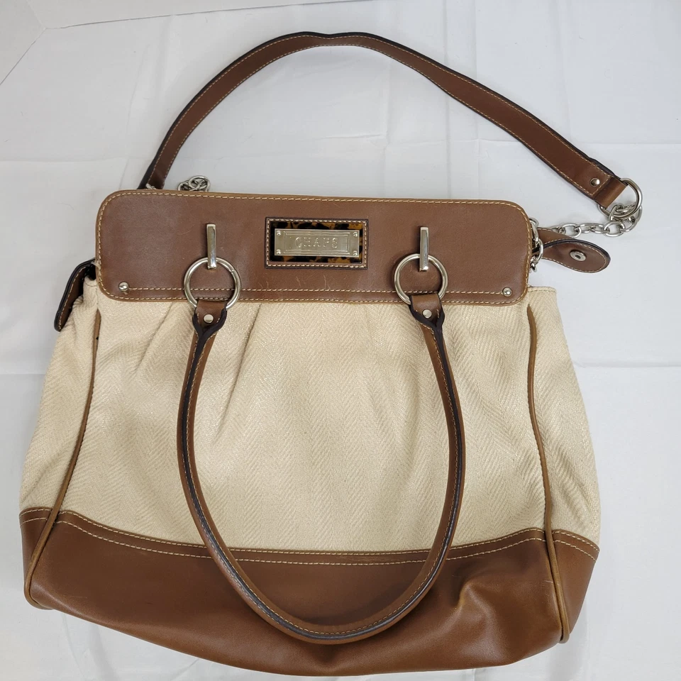 Bandolera Ralph Lauren Vintage Grande Chaps Crema y Marrón Doble Asa RARA Foto 2 de 4