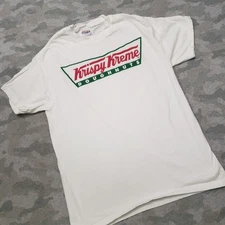 Krispy Kreme Hanes Shirt Mens Medium White Beefy-T Short Sleeve