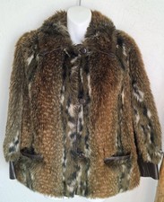 Vintage Lilli Ann SF 70's Faux Fur Leather Trim Jacket Women  s Coat Luxury READ