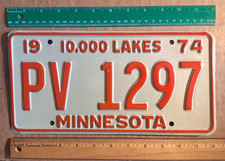 License Plate, Minnesota, 1974, Passenger, PV 1297