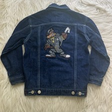 Vintage Y2K Buda Bean Jeans Denim Jacket Hip Hop Wolf Embroidered Kids Size M