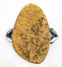 Natural Psilomelane Dendrite 925 Sterling Silver Ring Sz 8.5,