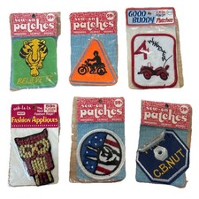 Vintage Iron On Embroidered Colorfast Patches CB 70  s/80  s Lot of 6 NOS