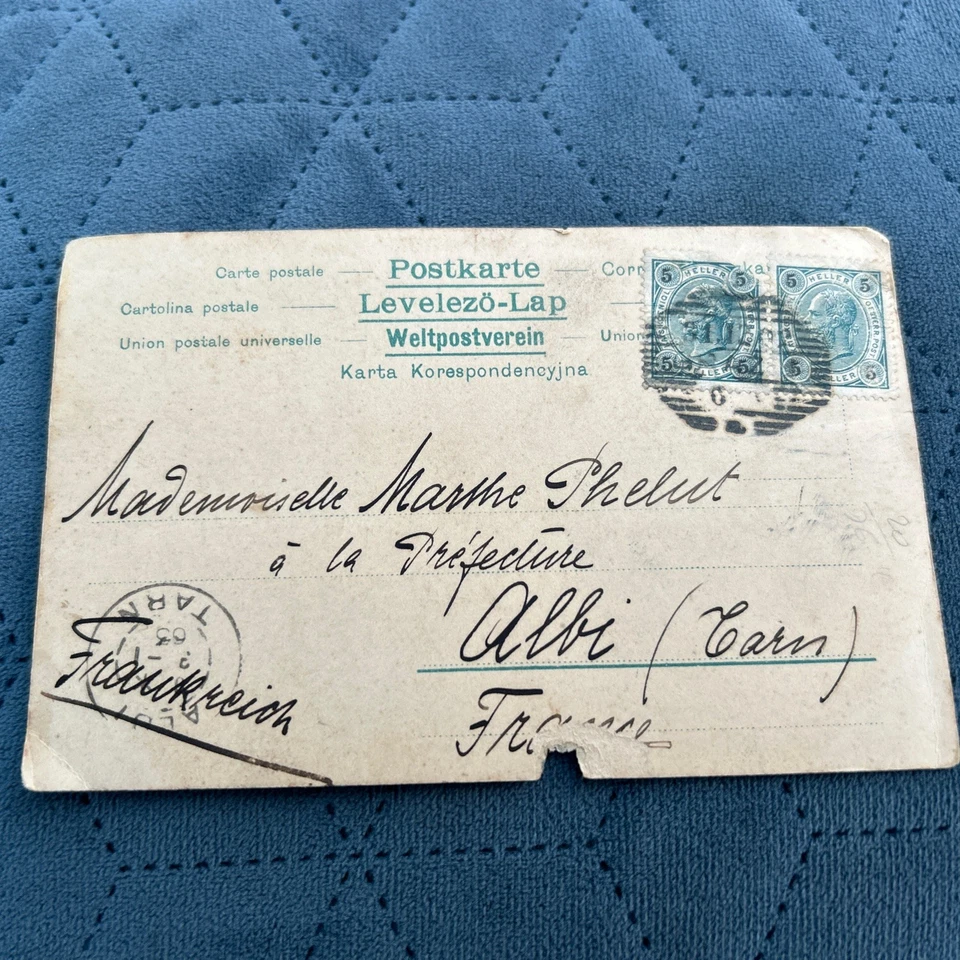 6x HOLD TO THE LIGHT CHRISTMAS GREETINGS 1902 PROSIT NEUJAHR  - Image 2 of 4