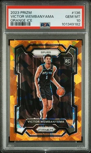 2023-24 Panini Prizm Victor Wembanyama #136 Orange Ice Prizm PSA 10