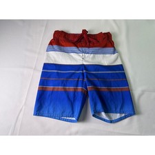 Distortion Boys Swim Trunks Shorts Red White Blue Striped M 10/12 Kids