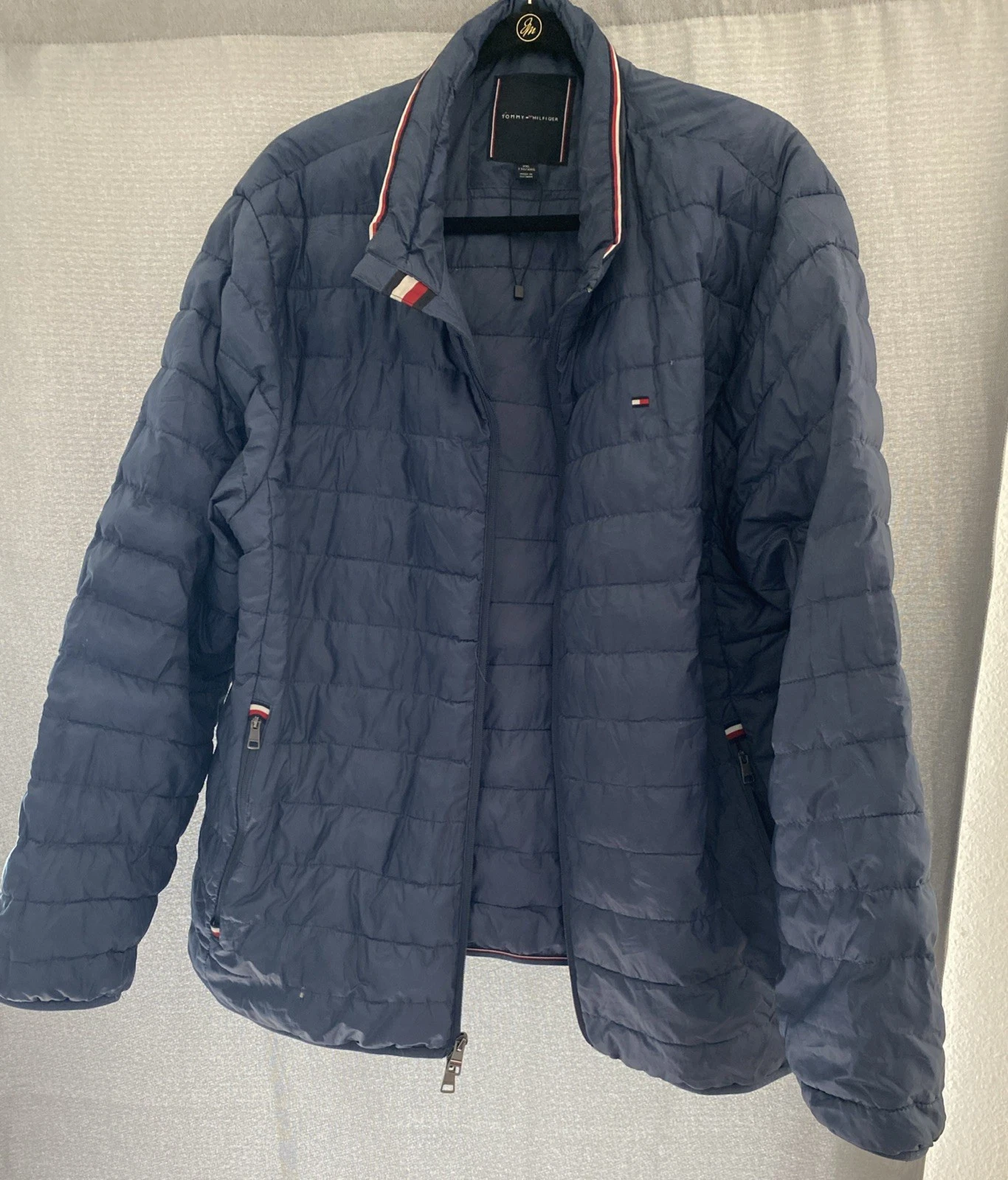 Tommy Hilfiger Classic Blue Packable Down Jacket Puffer Lightweight Coat Siz XXL
