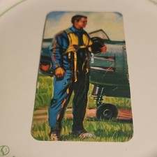 Vintage Pilot Non-Sport Trading Card with Airplane Illustration on Card Stock