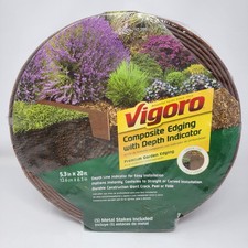 Vigoro Composite Garden Edging in Brown with Depth Indicator 5.3 in x 20 ft