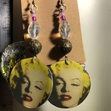 Marilyn Monroe, Earrings, Very Lightweight, Dangle Drop, Andy Warhol Rendition 