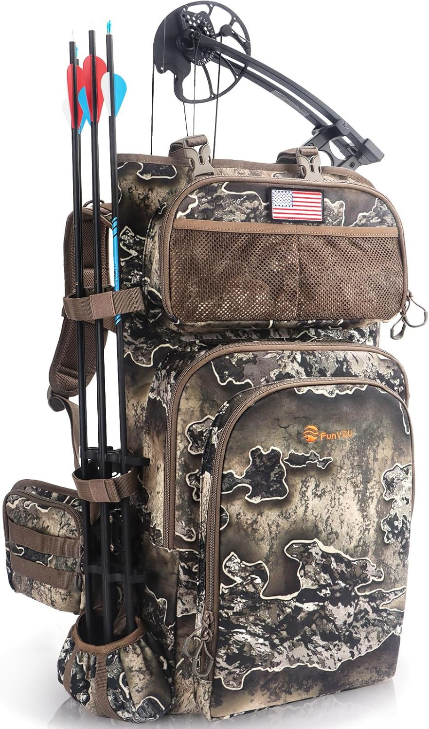 Hunting Backpacks for Men,Saddle Bag with Bow Large, Forest Rock Camo