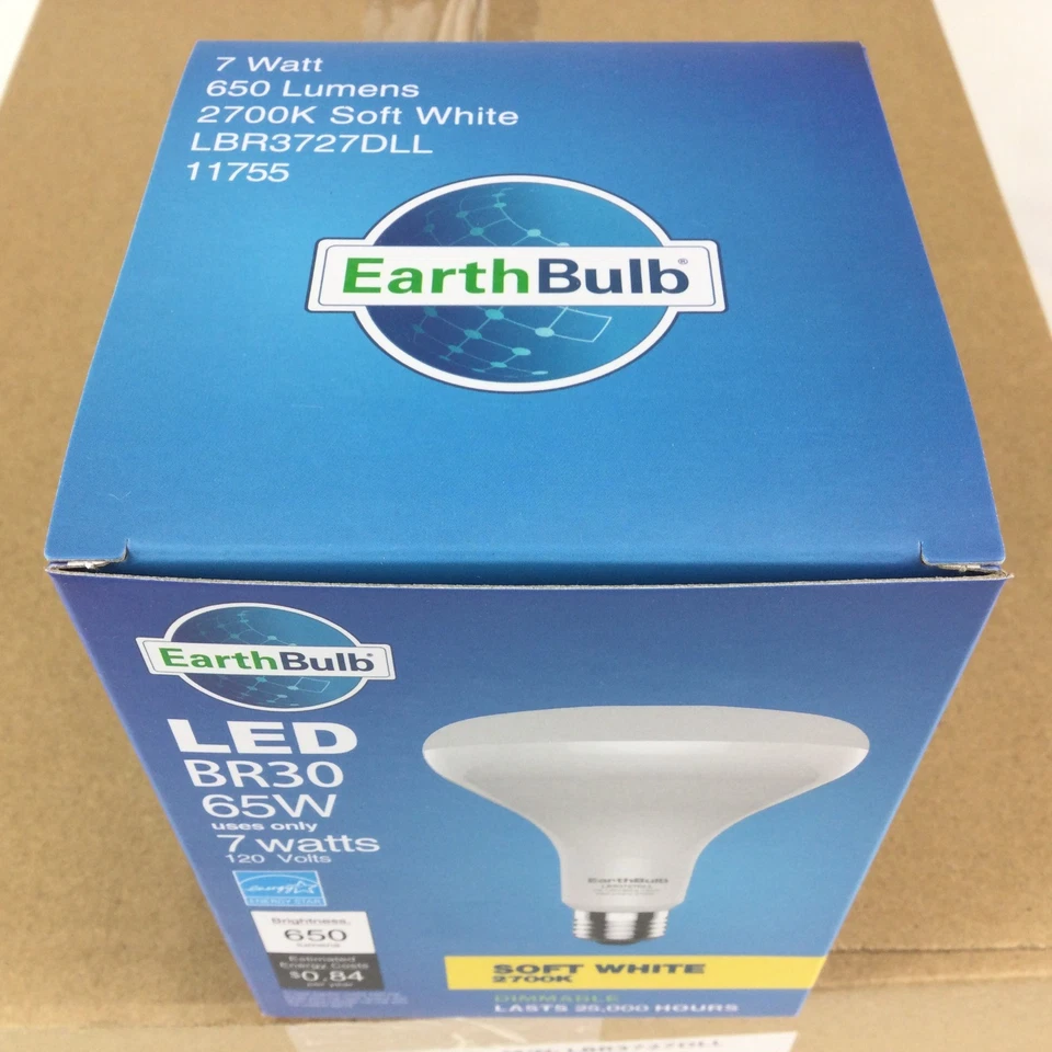 NEW EarthBulb LED Light Bulbs BR30 65W 650Lm Soft White 2700k Dimmable 12 Pk LOT - Image 3 of 4