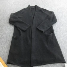 Jenni Kayne Sweater Womens Medium Black Merino Yak Open Front Long Cardigan Coat
