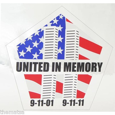 UNITED IN MEMORY WTC 9-11 WORLD TRADE CENTER FLAG CAR WINDOW 5