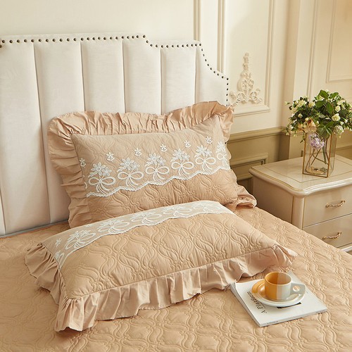 Korean Lace Cotton Bed Skirt Quilted Bedspread Queen King Size Bed Cover 3 PCS - Picture 36 of 88
