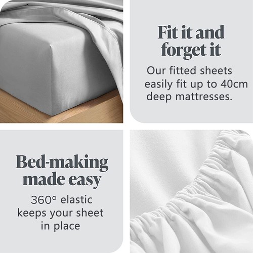 Hotel Bed Sheet Set Solid Plain Color Flat Fitted Sheets Queen/King/Double/S/KS - Picture 3 of 18
