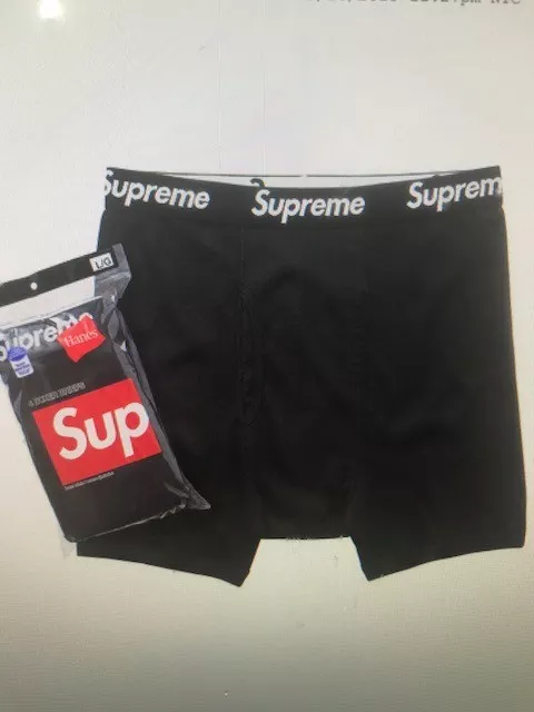 Supreme x Hanes Boxer Briefs Underwear Black Size L Large Authentic 4 -  Pack