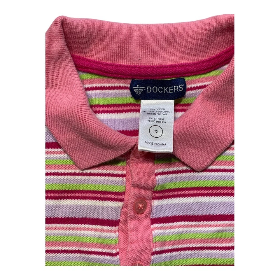Camisa Dockers Niñas Grande Talla 12 Y2K Informal Preppy Rayas Brillante Colorida Foto 2 de 4