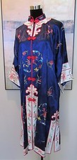 Asian Kimono Jacket/Tunic Top Navy Blue Embroidered Sz M Smithsonian Institution